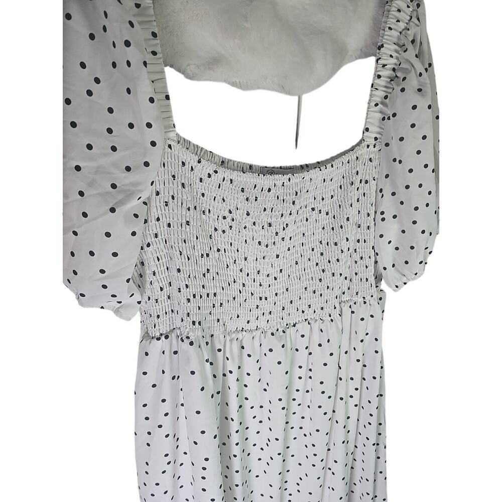 CY Fashion Sun Dress Polka Dot SS Tiered Dress Womens XXXL 3X Smocked Bodice - Picture 3 of 10